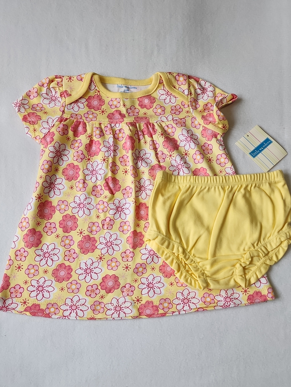 Little Wonders Yellow Floral Dress with Pink and White Blooms